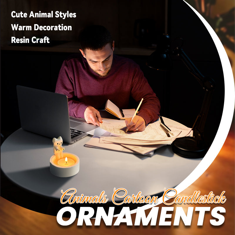 Valp Katt Kanin Tecknad Ljusstake Prydnadsföremål