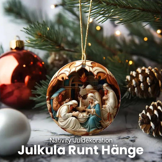 Nativity Juldekoration Julkula Runt Hänge