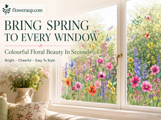 💐Colorful Floral Bouquet Window Sticker🖼️ Make Your Window Beautiful in Seconds! Cut to any size you like!
