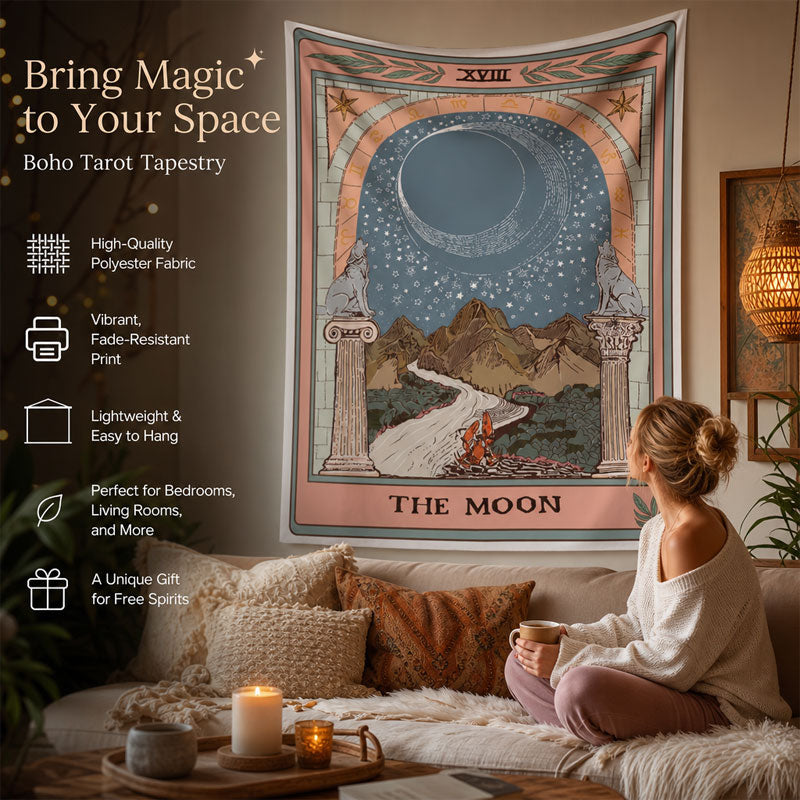 🌙 Bohemian Tarot Tapestry Wall Hanging