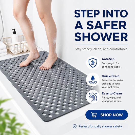 💧 Premium Anti Slip Shower Safety Mat with Strong Suction Cups - Make Every Shower Feel Safer 🚿
