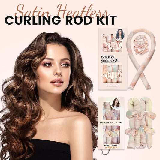 🌸 Satin Heatless Curling Rod Kit - enkla lockar, en hårvänlig skönhetshemlighet!