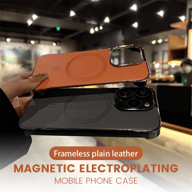 Ramlöst Läder Magnetiskt Elektropläterat Mobiltelefonfodral