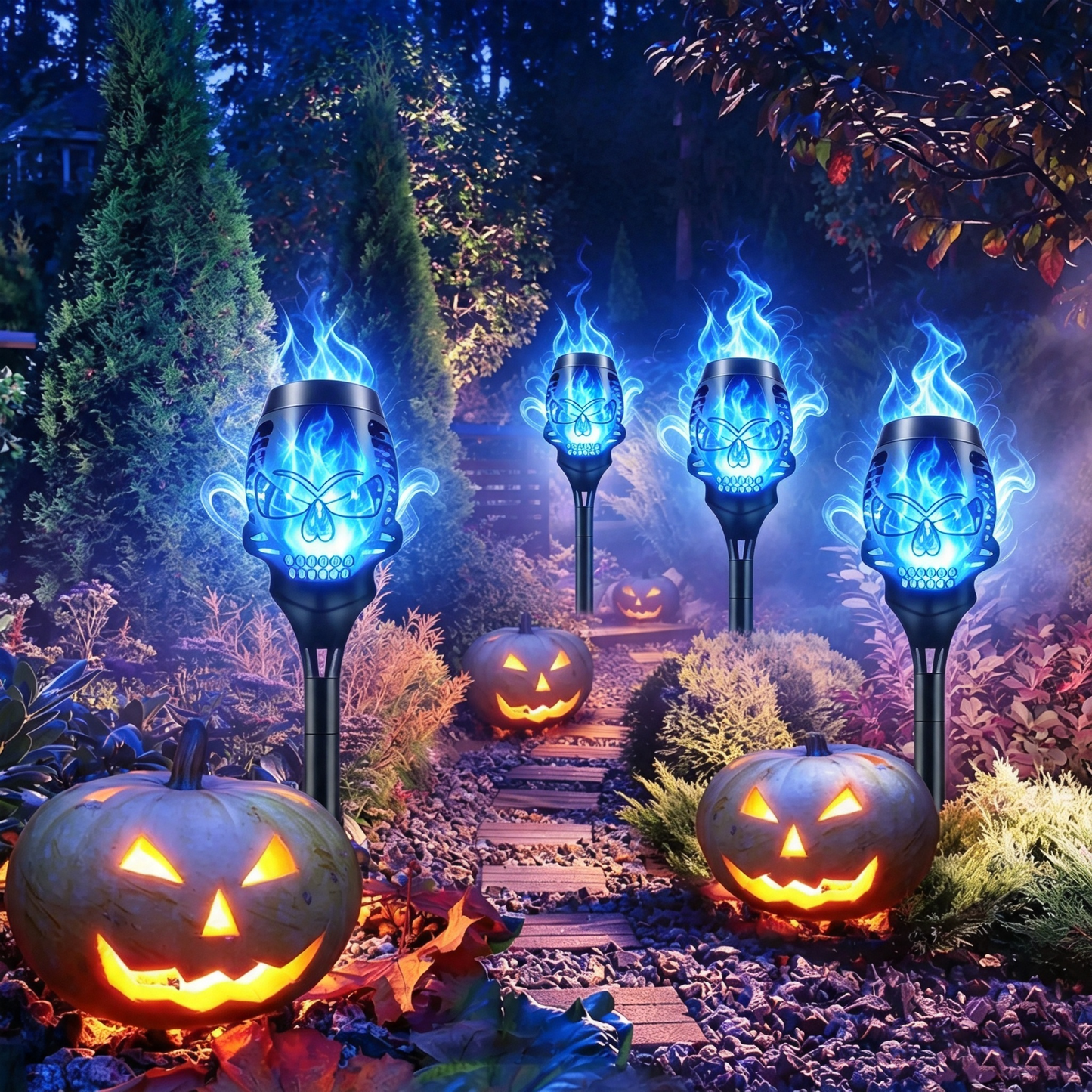 🔥Halloween Solar-Powered Skull Flame Lights💀