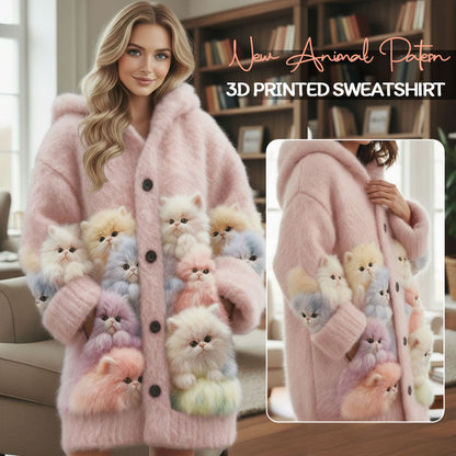🐱 Nya Djurmönster 3D Tryckad Sweatshirt