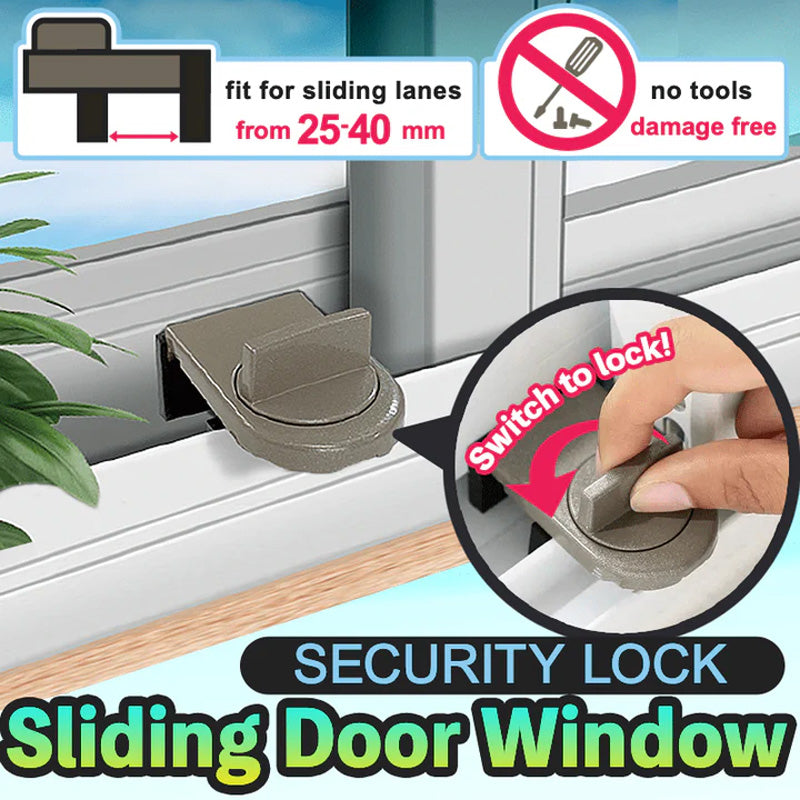 Stöldskyddande säkerhetslås för skjutdörrar och fönster