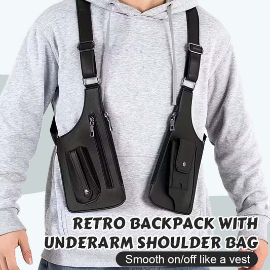Retro ryggsäck med axelremsväska