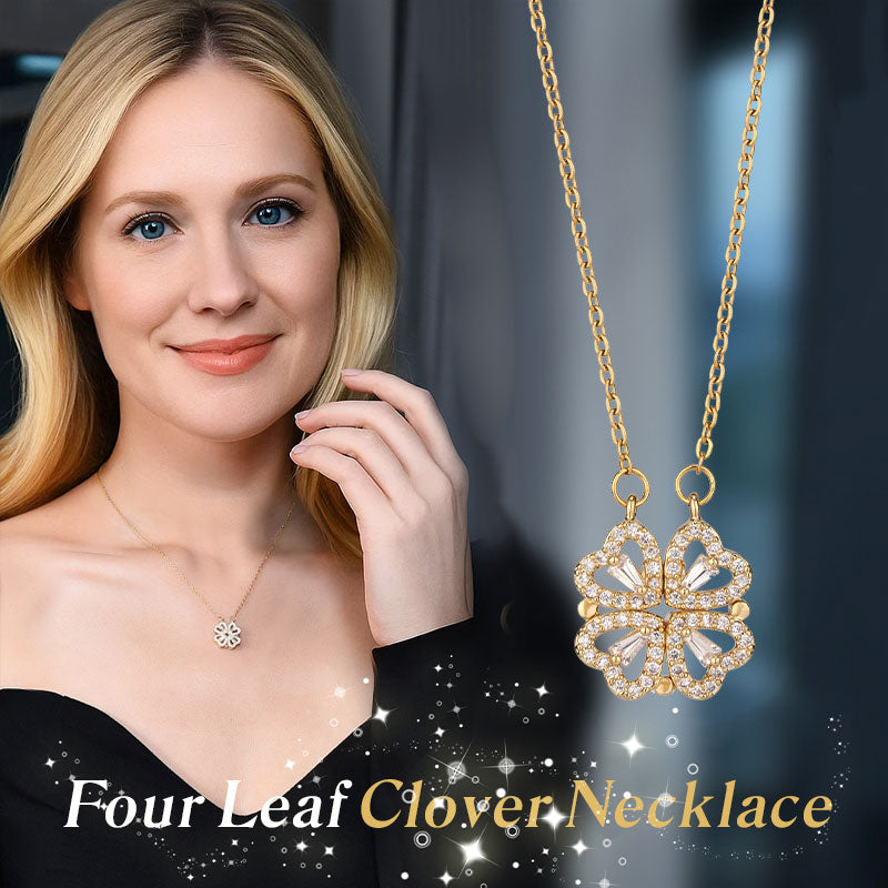 Ett hjärt-till-hjärta dubbelt slitage öppet stängt fyrklöverhalsband