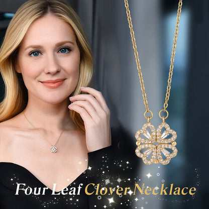 Ett hjärt-till-hjärta dubbelt slitage öppet stängt fyrklöverhalsband