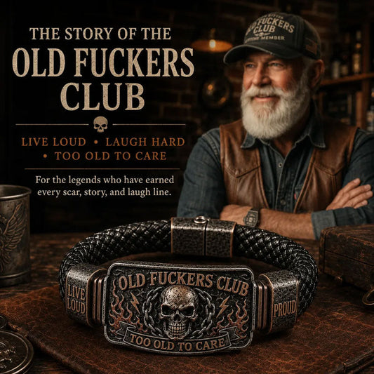 ☠️Old Fuckers Club Braided Leather Bracelet  | 2026 Limited Edition Vintage Bracelet