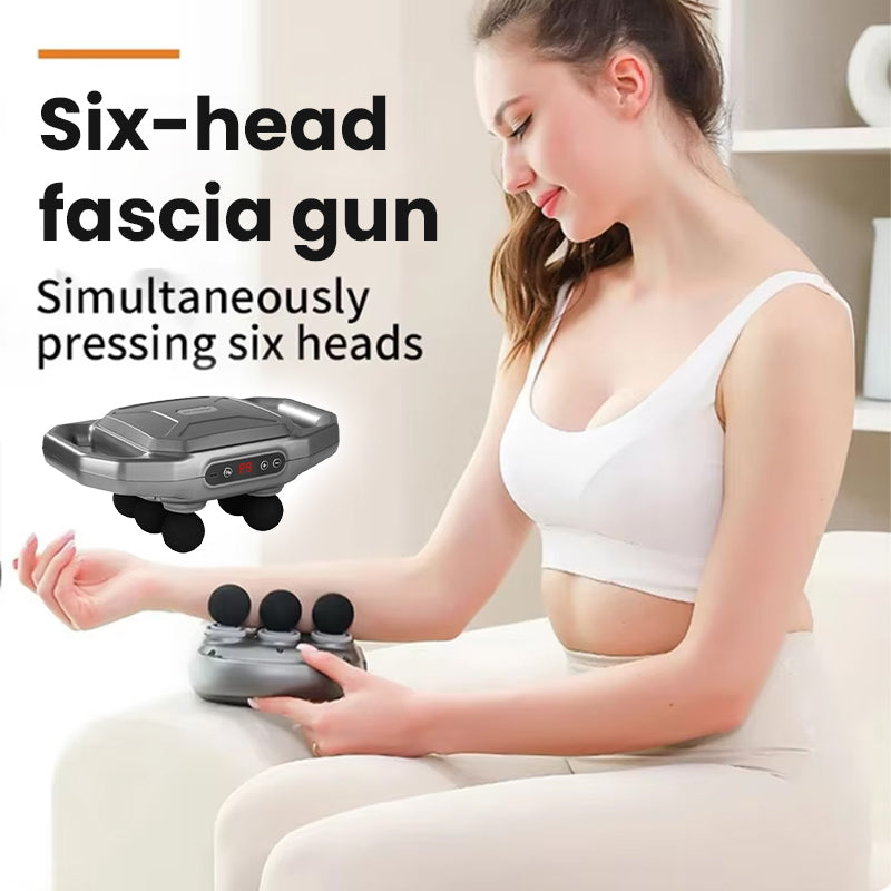 Sex/fyra huvuden integrerad multifunktionell massageapparat Fascia Gun 💪
