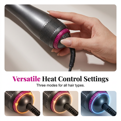 3-in-1 Hot Air Hair Brush and Curler—Quick Curling Wand and Electric Straightening Brush