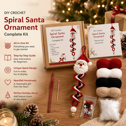 ☃️DIY Christmas Spiral Crochet Ornament Kit  | Complete Beginner-Friendly Set with Soft Yarn, Crochet Hook, Festive Beads, Snowflakes & Step-by-Step Guide 🧶🎄