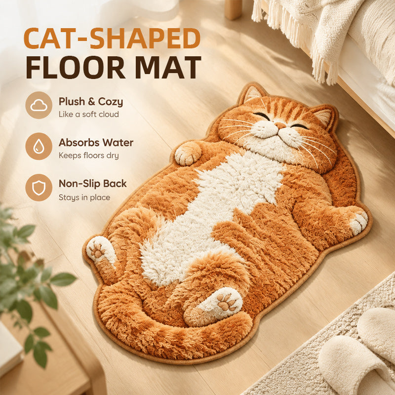 🐱Chubby tabby cat-shaped rug 🤎