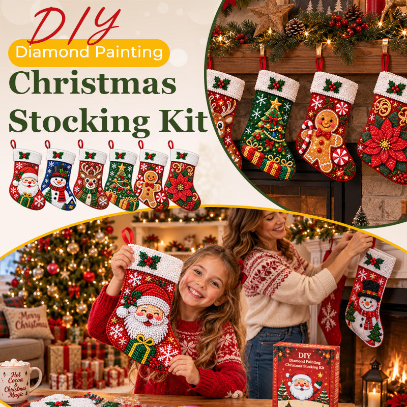 DIY Diamond Painting Christmas Stocking Kit - 6 Designs