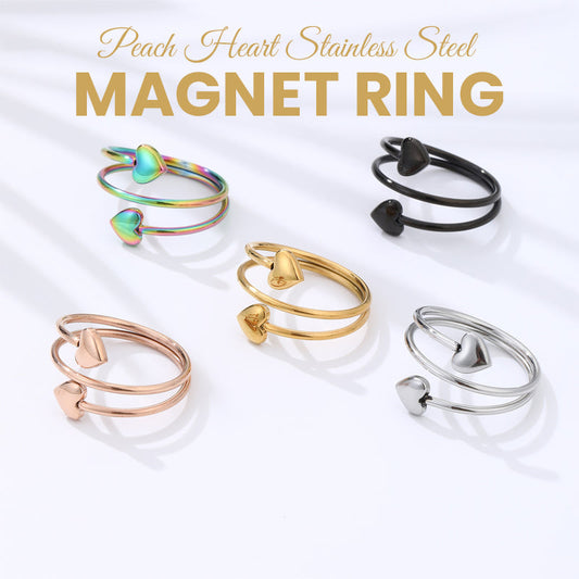 Hjärta Magnetring I Rostfritt Stål/Heart Shape Stainless Steel Magnetic Ring