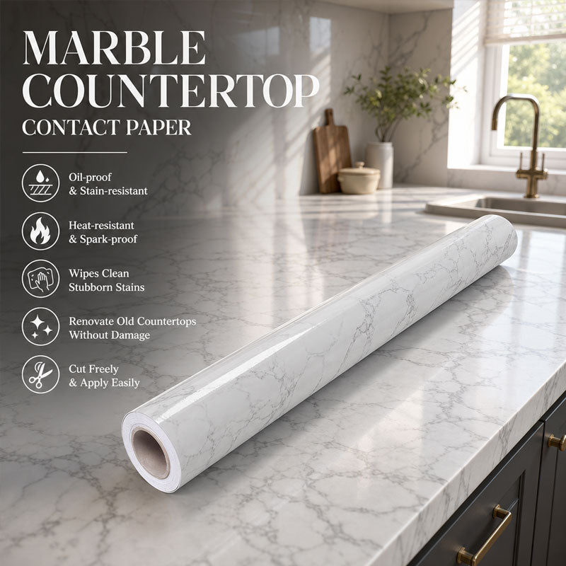 Marble Self-Adhesive Contact Paper - Waterproof & Oil-Proof Kitchen Backsplash & Countertop Decor