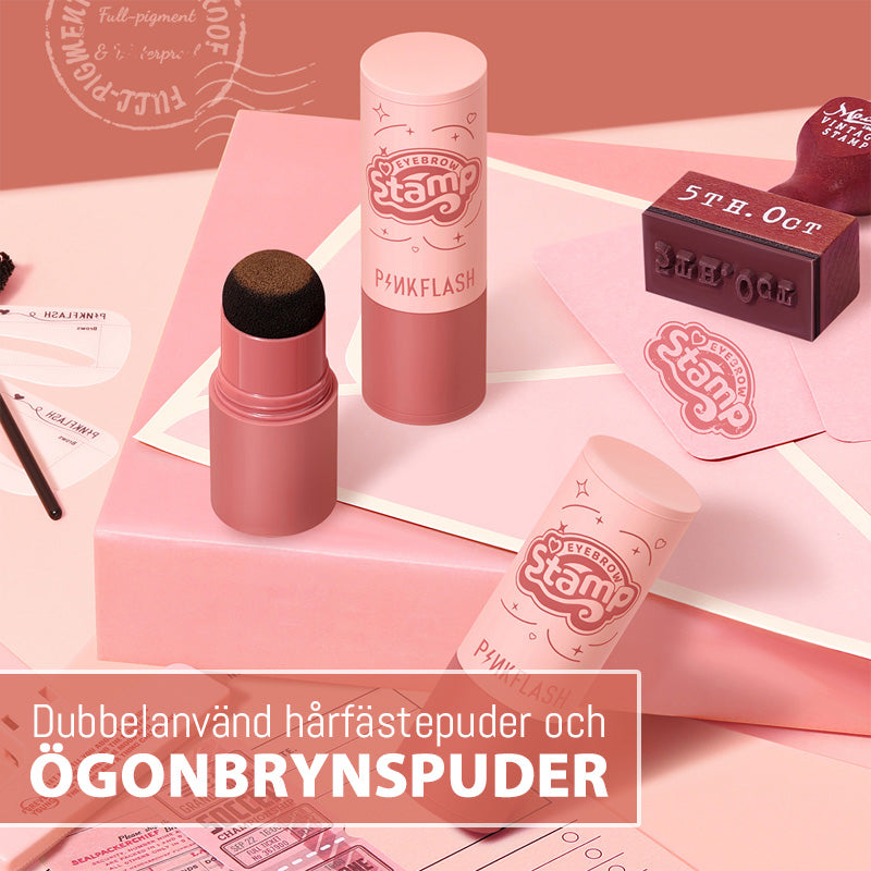 Dubbelanvänd hårfästepuder och ögonbrynspuder