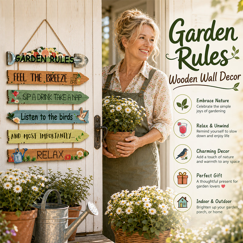 🏡 Rustic Wooden Garden Hanging Sign Wall Decor Plaque🌿