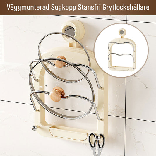 Väggmonterad Sugkopp Stansfri Grytlockshållare