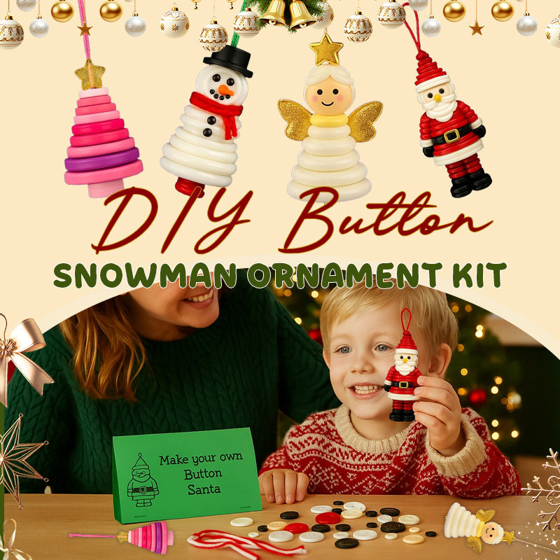☃️ DIY-kit för snögubbe-knappdekoration ☃️