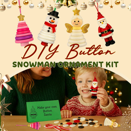 ☃️ DIY-kit för snögubbe-knappdekoration ☃️