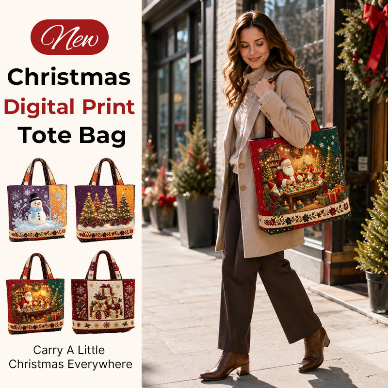 Vintage Santa Christmas Print Tote Bag | Festive Re‑usable Shopper