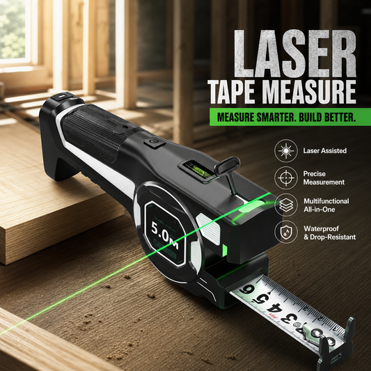 3-in-1 Digital Laser Carpenter’s Distance Measuring Tape — Distance Measurer with Infrared Spirit Level and High-Precision 5m Steel Tape Measure