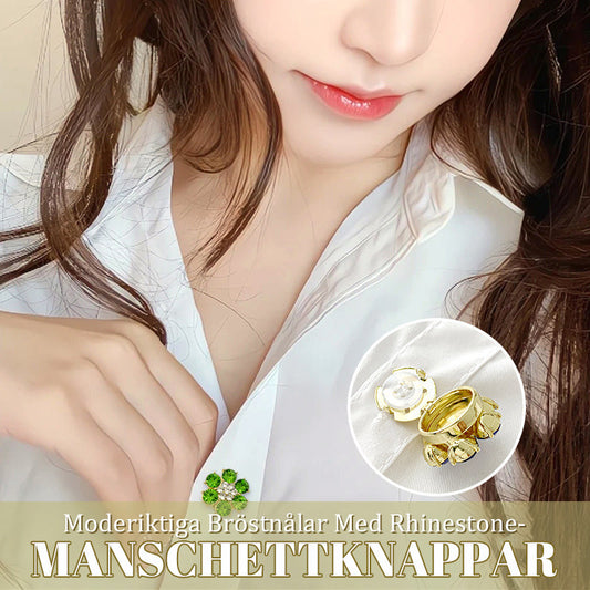 Moderiktiga Bröstnålar Med Rhinestone-Manschettknappar