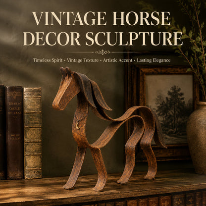 🐎Vintage Sculptural Ribbon Metal Horse Decor