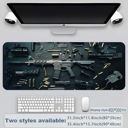 Cool Military Weapon Build Weapon Parts Display Stor musmatta för spel, snyggt skrivbordsskydd med halkfritt gummi, flera storlekar för bärbar dator och skrivbord