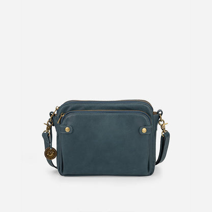 Crossbody axel- och kopplingsväska i läder i tre lager