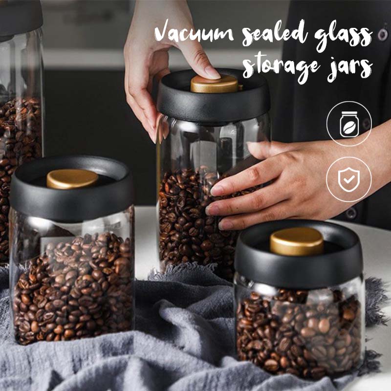 ☕ Vakuumförseglad Glasförvaringsburk | Skapad för kaffe, bevarar smaken längre ☕