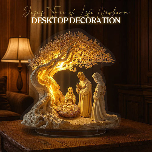 Jesus Livets Träd Nyfödd Skrivbordsdekoration