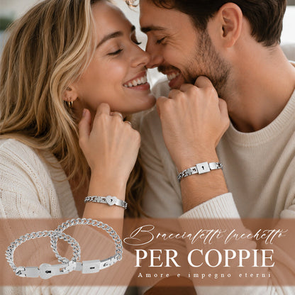 💞Couples’ Titanium Steel Bracelets with Heart-Shaped Padlocks🗝️
