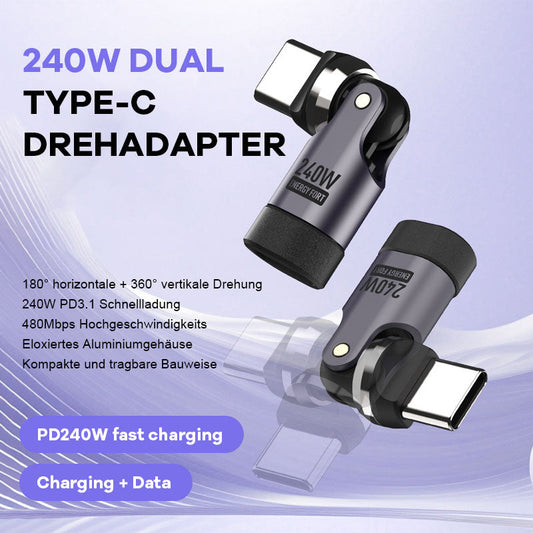 240W dubbel typ-C-drehadapter 🚀