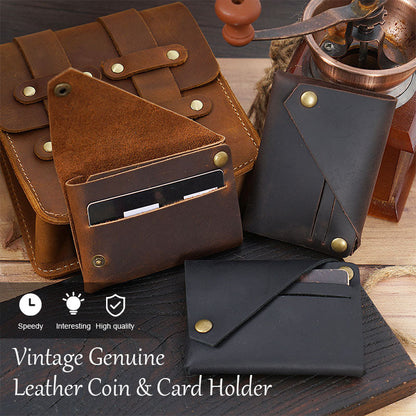🌟 Vintage Äkta Läder Mynt- & Kortfodral 🌟