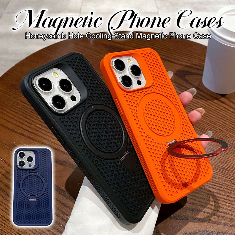 Honeycomb Hole Heat Dissipation Bracket Magnetic Mobile Phone Case