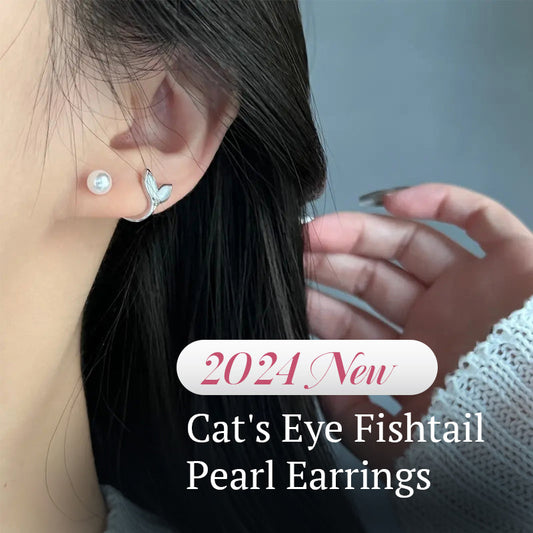 2024 Ny modell Cat's Eye sten Fishtail pärlörhängen