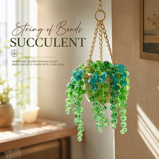 Sun-Kissed Beaded Succulent Hanging Decoration