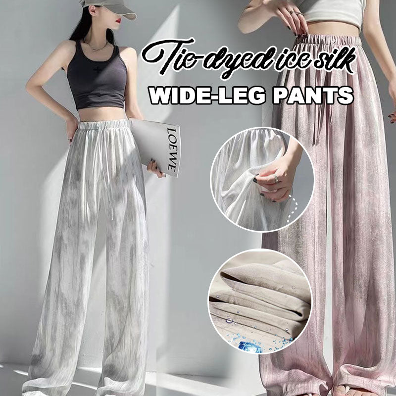 Byxor i batikfärgad issilke med vida ben🍃