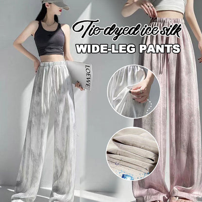 Byxor i batikfärgad issilke med vida ben🍃