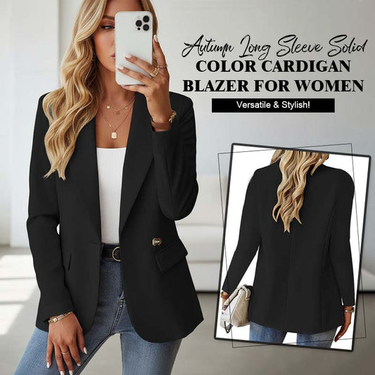 Höst Long Sleeve Solid Color Cardigan Blazer för Kvinner