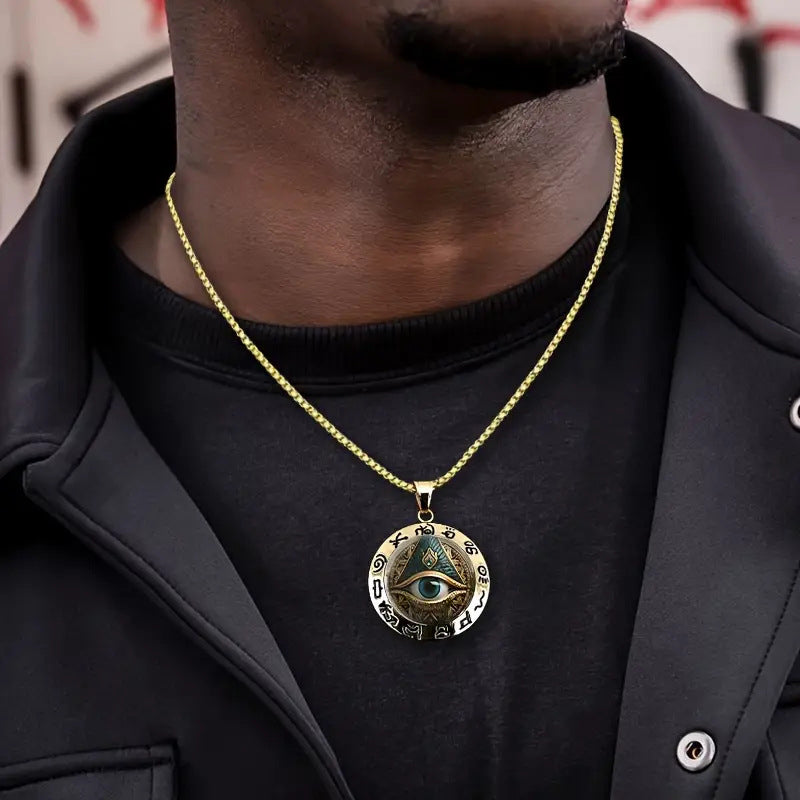 ✨ Vintage All-Seeing Eye Pendant Necklace – Zinc Alloy – Gold/Silver-Plated – Mysterious Retro Design for Everyday Wear and Evening Outings 🖤
