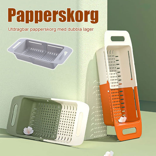 Dubbelskikts utdragbar avloppskorg