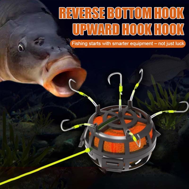 Bur med inverterad botten och uppåtriktad betesbur Krok