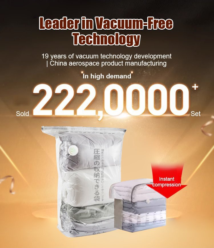 Återanvändbara förvaringspåsar med vakuumfri kompression
