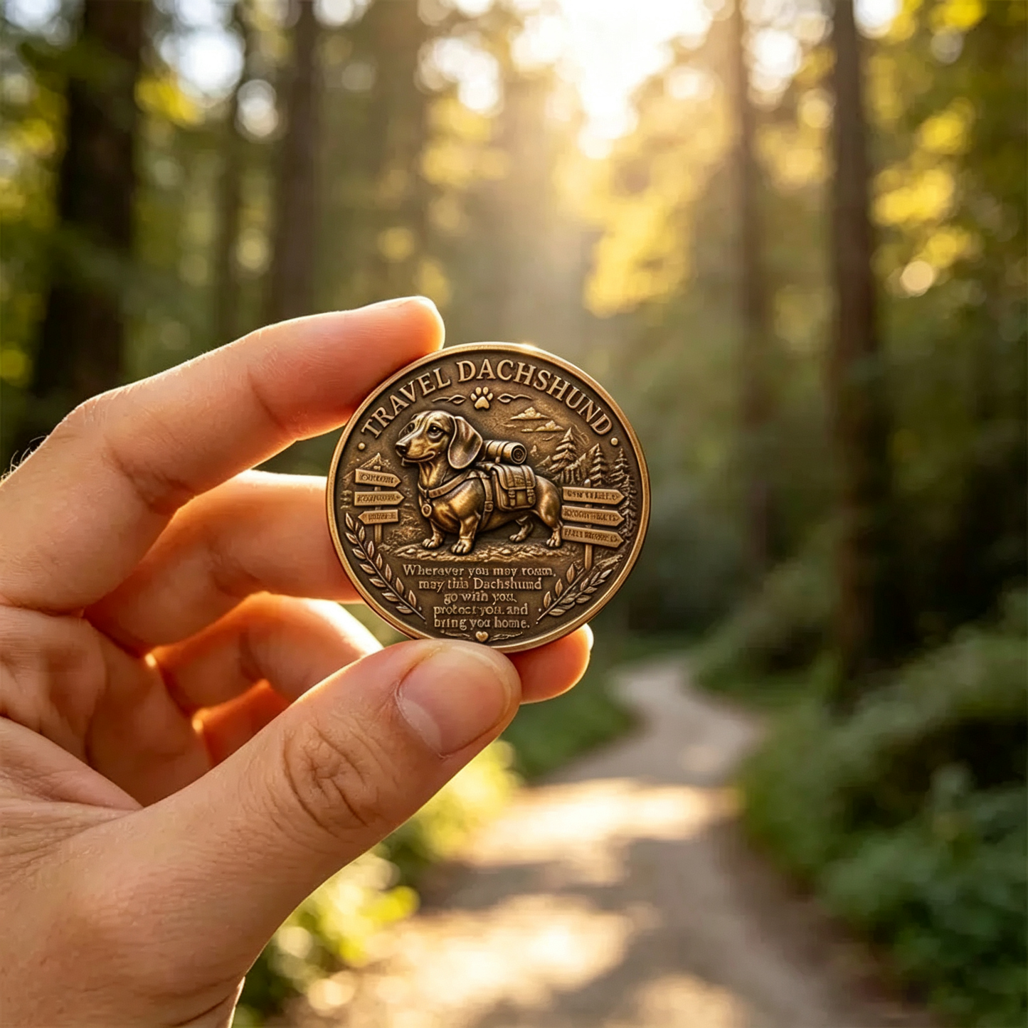 🏆🐾 Travel Dachshund Lucky Coin | 3D Relief Edition ⭐⭐⭐⭐⭐