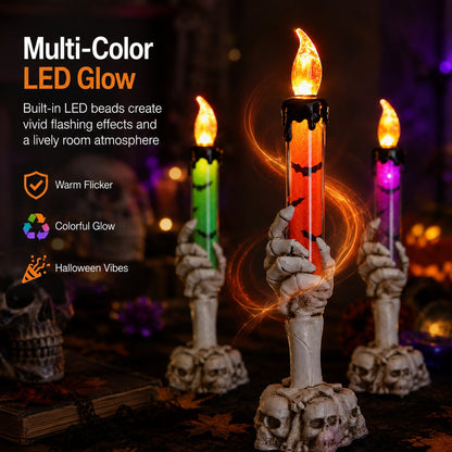 🎃 Halloween Skeleton Skull Hand LED Glitter Candle Light Set🔥