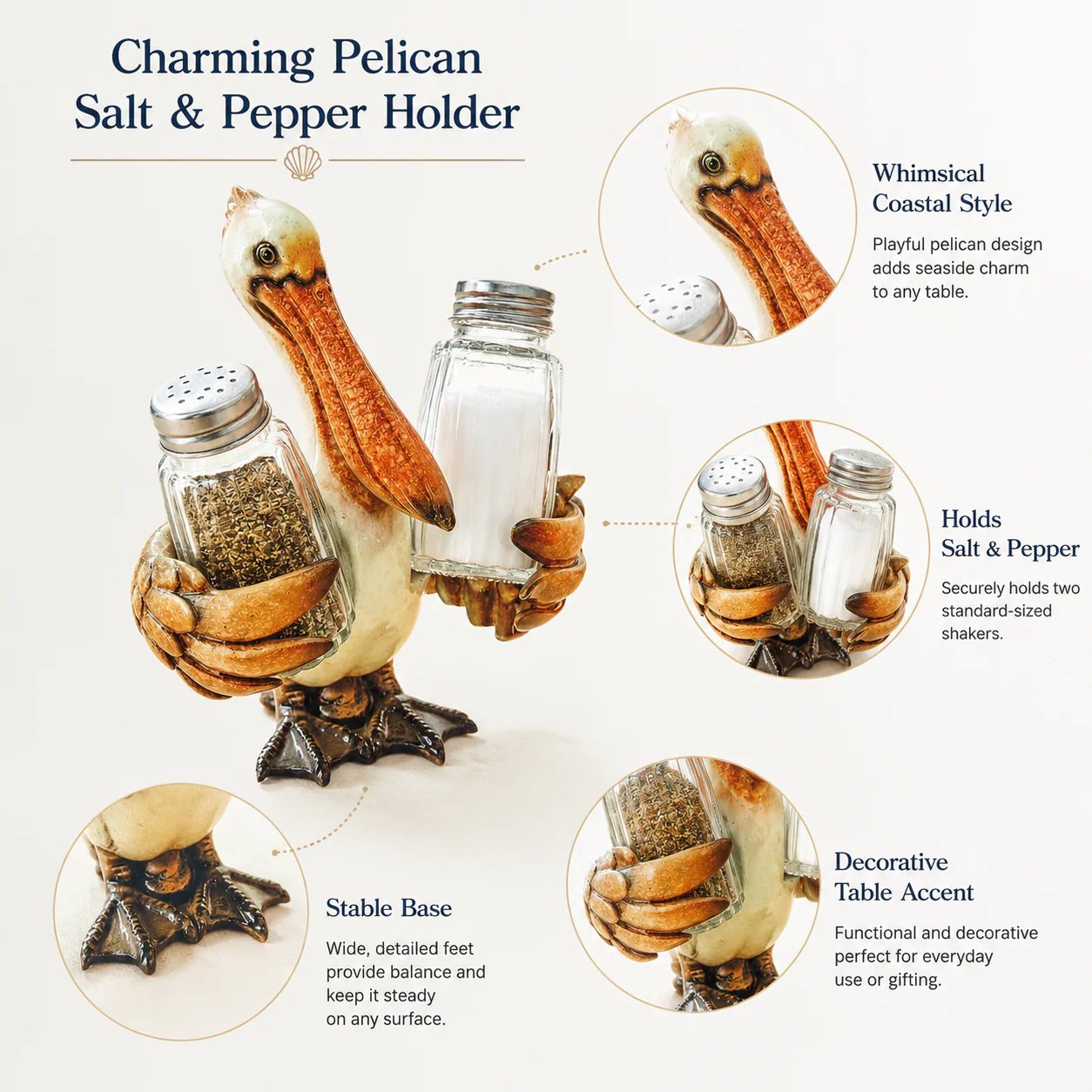 🐬Coastal Animal Salt & Pepper Shaker Holder Set